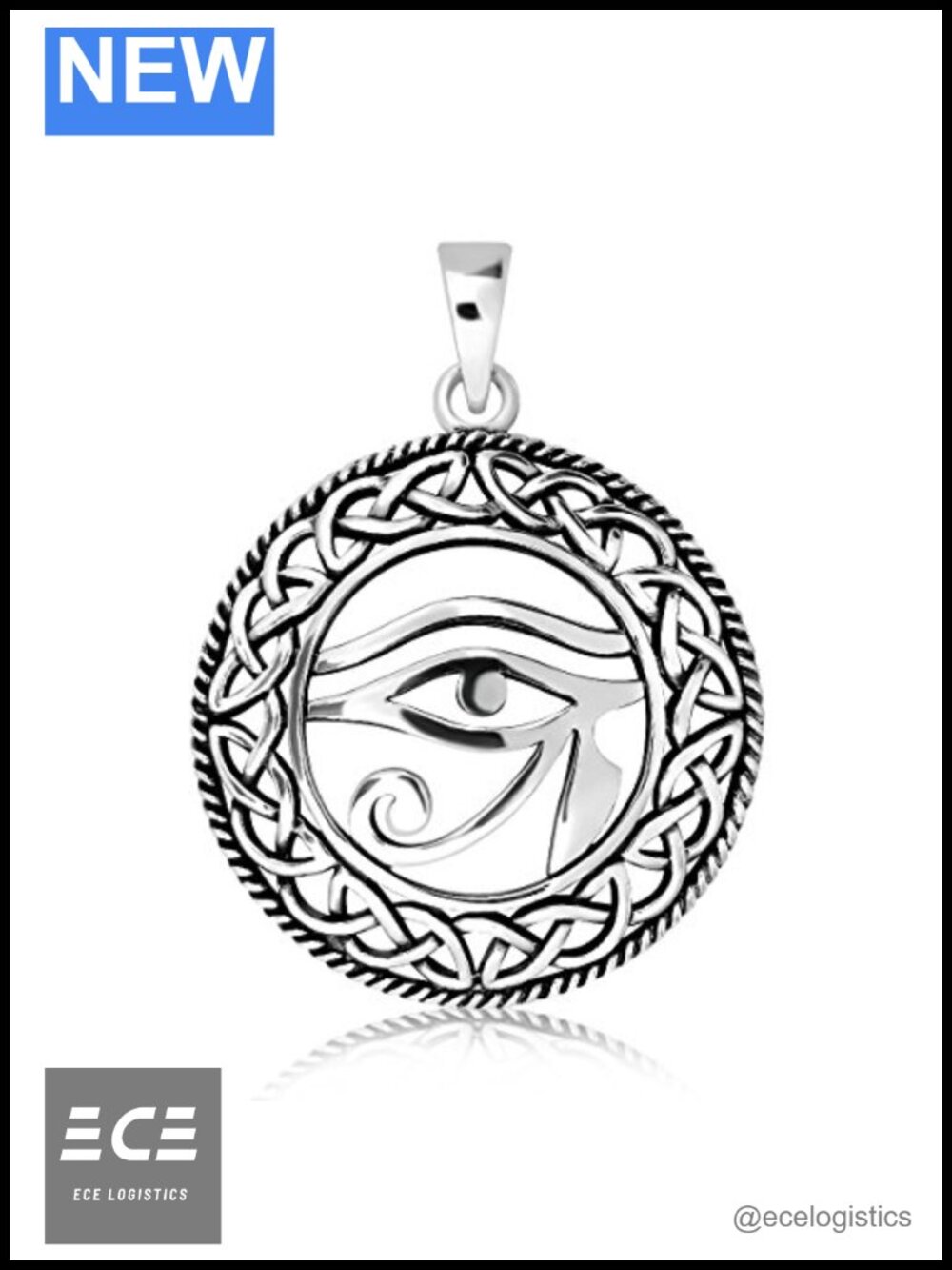 Sterling Silver Celtic Eye of Ra Good Luck Pendant